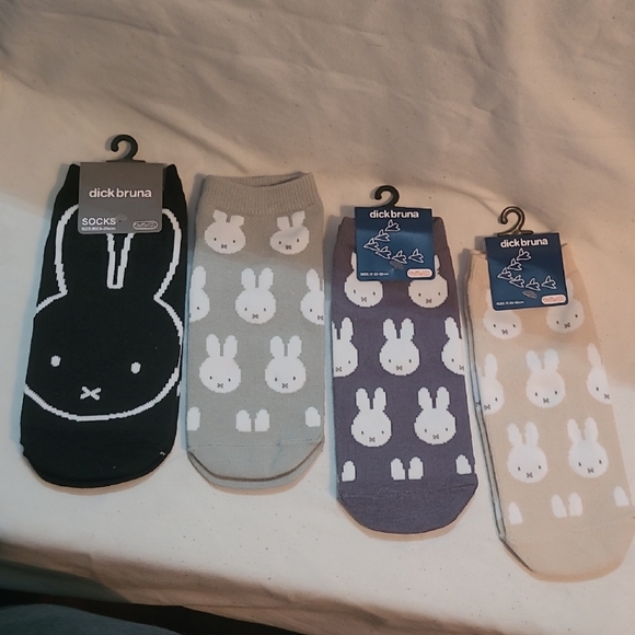 miffy Other - NWT Dick Bruna Miffy Ankle Socks Set - Black, Gray, Purple, Beige